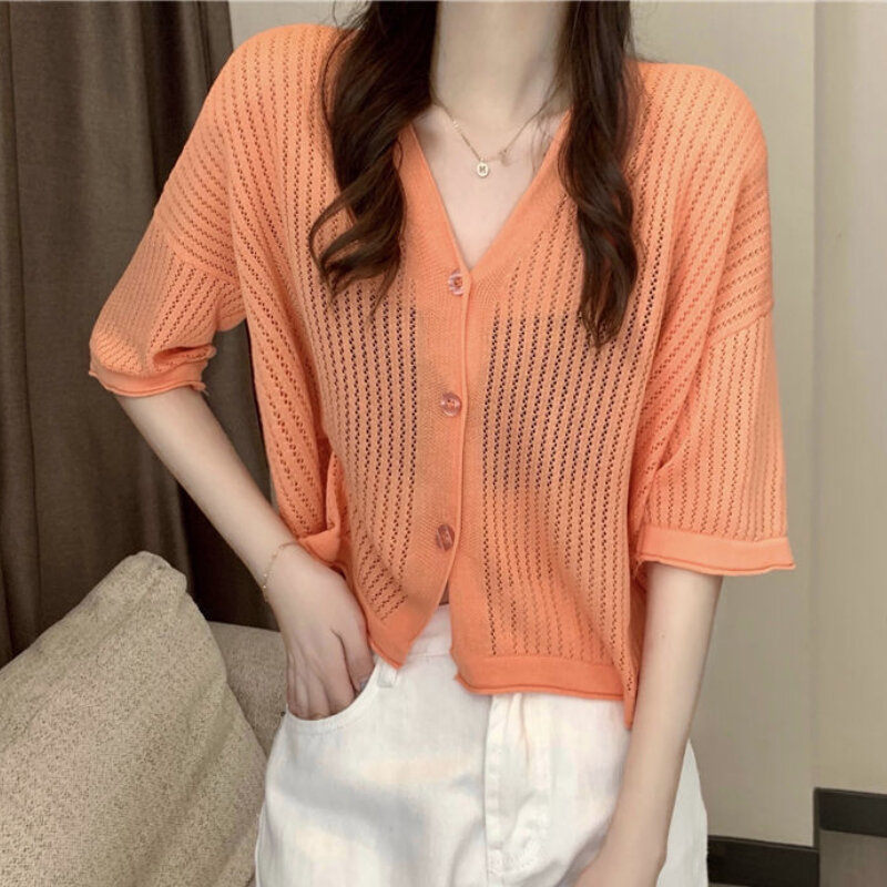 Jackets Women Design Hollow Out Fashion Simple Solid Girls Stylish Tender Summer Thin Korean Style Students Elegant Sun-proof