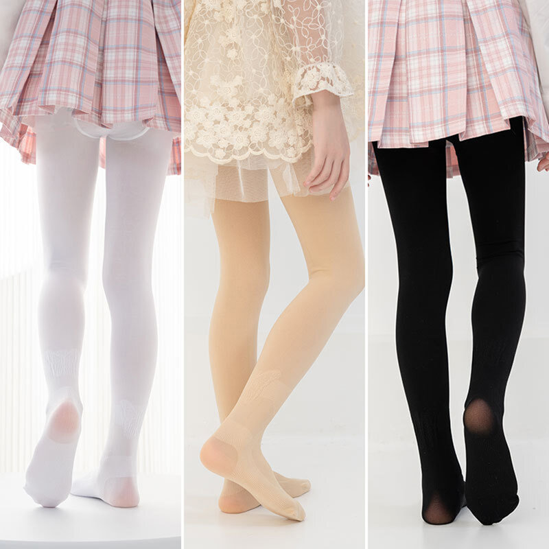 Aoylisey-Meia-calça infantil de balé branco antientorse, calças justas de dança, meias meninas, calças justas de balé profissional, 2 pcs, 3pcs