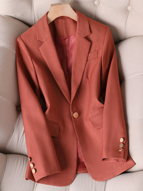 女性のための秋または冬のブレザー,シングルボタンの長袖オフィスジャケット,仕事のためのフォーマルなスタイル