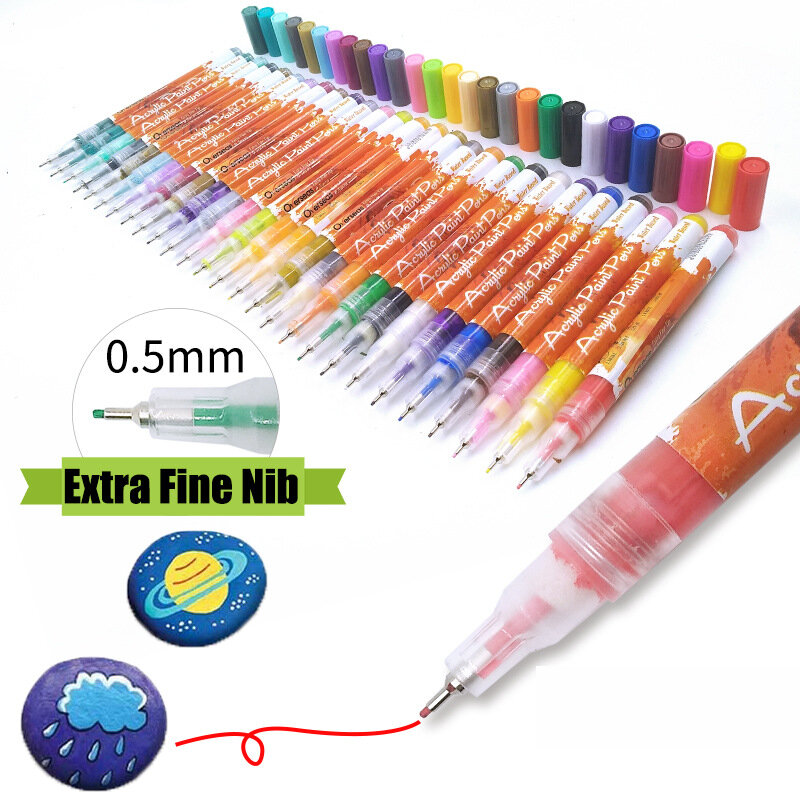 2/4/6Colors 0.5MM Extra Fine Tip Acrylic Paint Markers Acrylic Paint Pens For Rock Canvas Wood Ceramic Glass Nail Art Graffiti