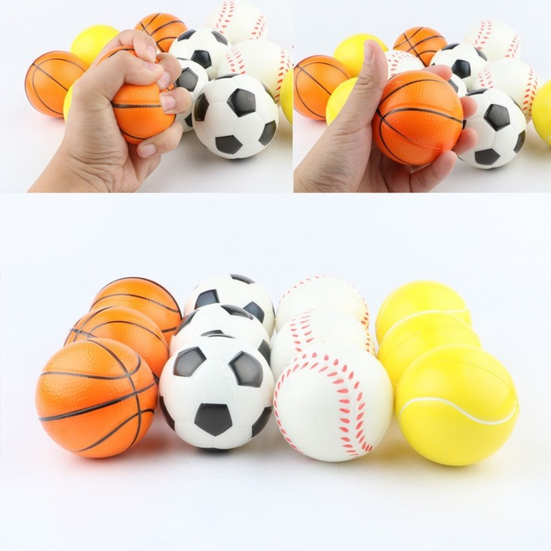 6.3cm anti stress bola alívio futebol basquete tênis de beisebol espuma macia borracha squeeze bola brinquedos para crianças