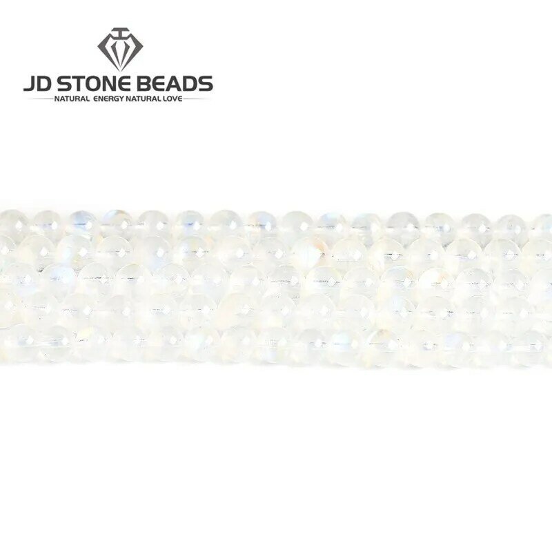 Natural azul flash moonstone contas de alta qualidade redonda solta espaçador pedra preciosa para fazer jóias diy pulseira colar acessórios