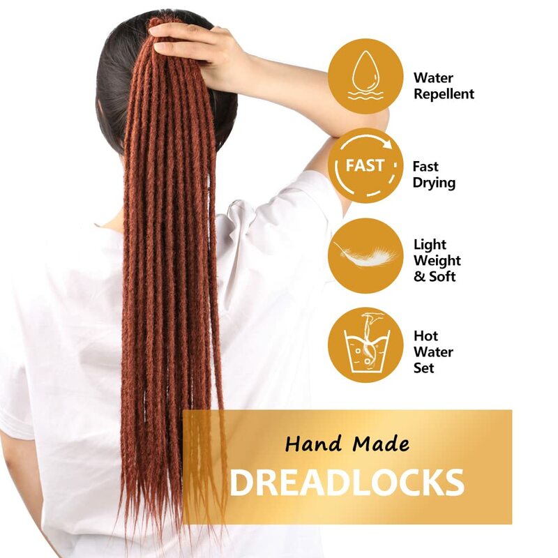 6 Pack(60Strands) Thin 0.6cm Dreadlock Handmade Hip-Hop Style Dreadlocks Extensions  Copper 24Inch Synthetic Heat Hair