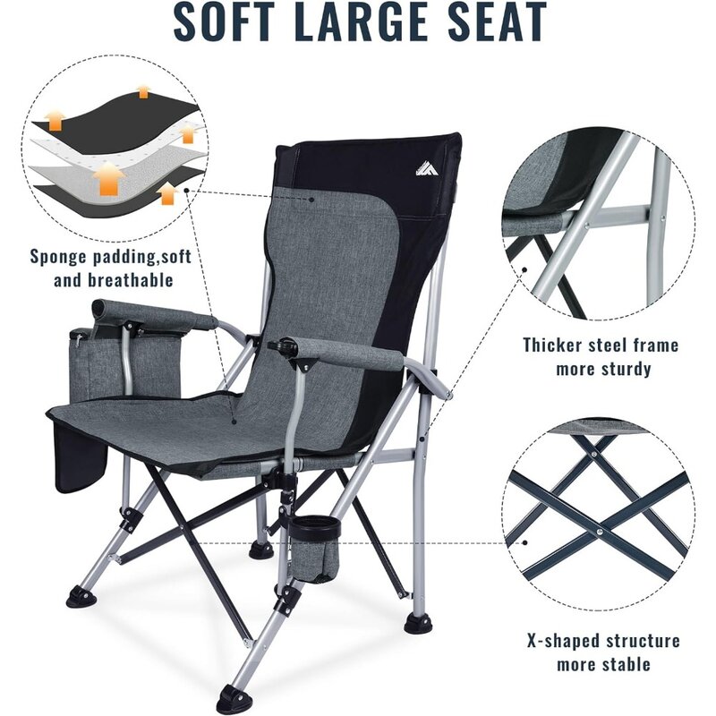 La sedia da caccia portatile supporta sedie da campeggio da 350 libbre in confezione da 2 per mobili da esterno per adulti