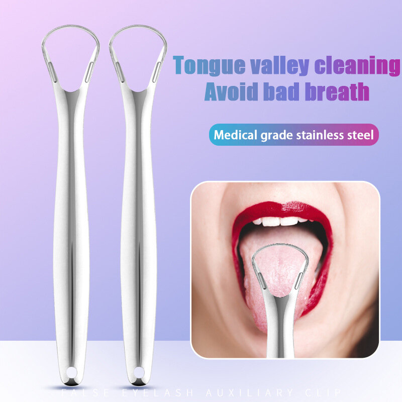 Aço inoxidável Tongue Revestimento Cleaner, Cleaner, Scraper, Limpeza, Oral Care Tool para remover o mau hálito