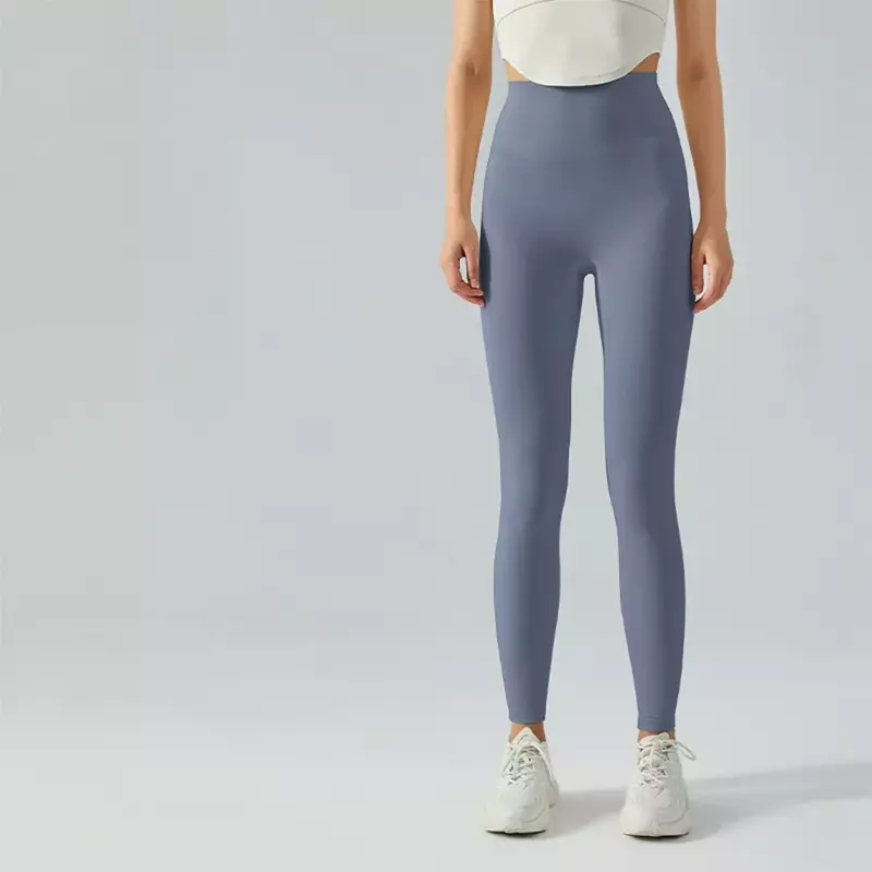 กางเกงโยคะรัดรูปเอวสูงสำหรับผู้หญิงกางเกงออกกำลังกายเน้นสะโพกสีพีช