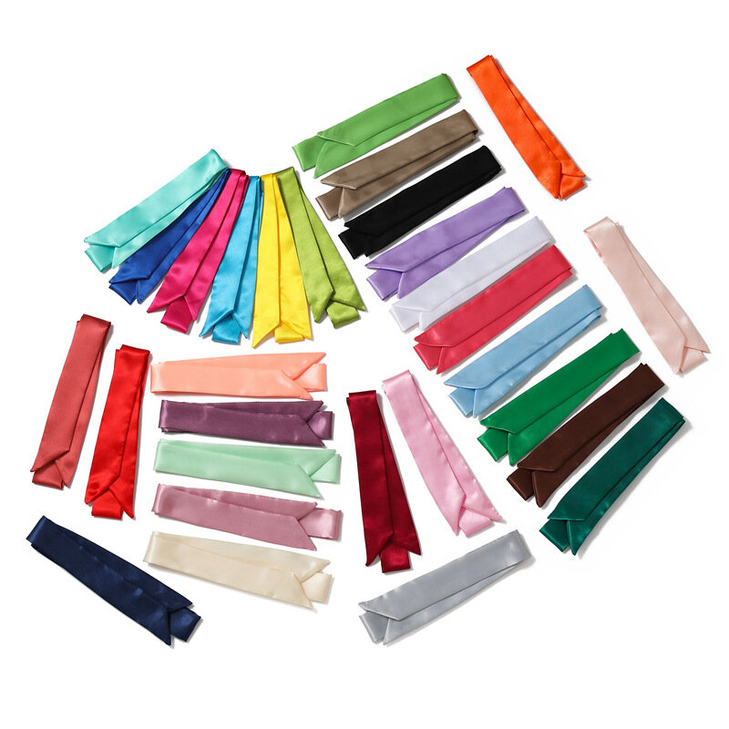 Solid Color Scarf Women's Thin Narrow Neckband Decorative Binding Bag Ribbon Versatile Hair Band Bow Belt Fashion Scar