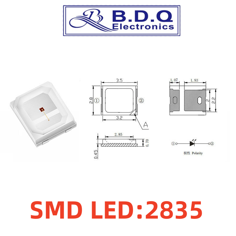500 buah SMD LED 2835 0.5W merah biru hijau putih kuning RGB lampu LED manik ukuran 2835 dioda pemancar cahaya kualitas tinggi