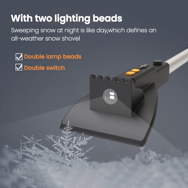 Car Snow Shovel Multifunctional Snow Plow with Led Lighting Glass Defrost Deicing Brush Snow Shovel for Car Truck Rv