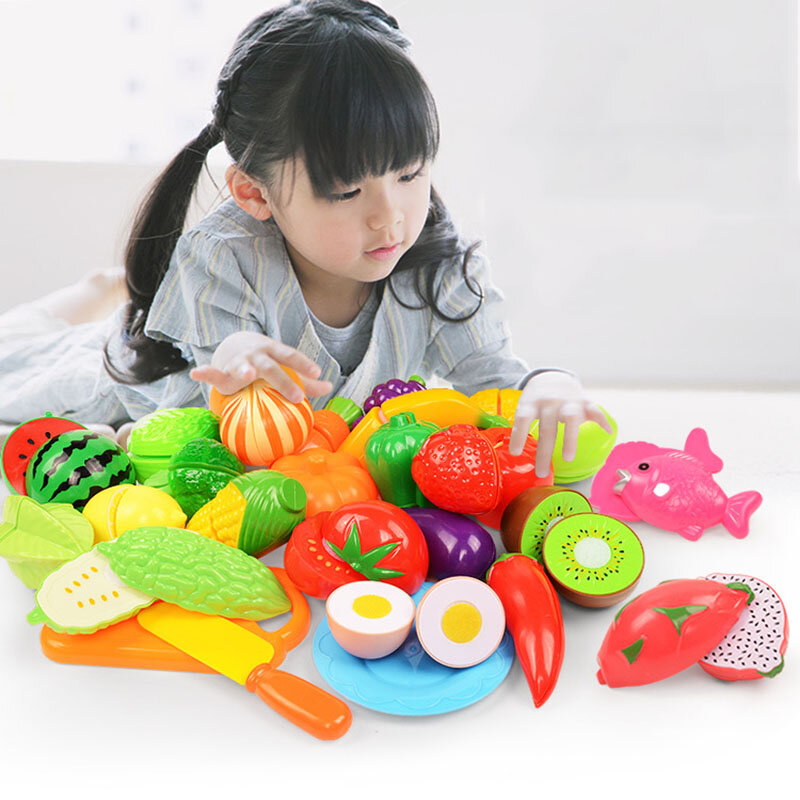 Children Pretend Play Food Toys for Kids Kitchen Set Playset Cut Food Fruits Vegetables Toys Christmas Birthday Gift for Toddler