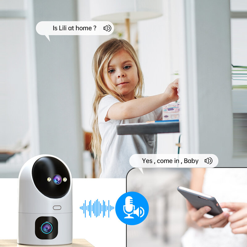 JOOAN 4K cámara IP PTZ 5G WiFi doble lente cámara de seguridad CCTV hogar inteligente Monitor de bebé seguimiento automático Color noche Video vigilancia