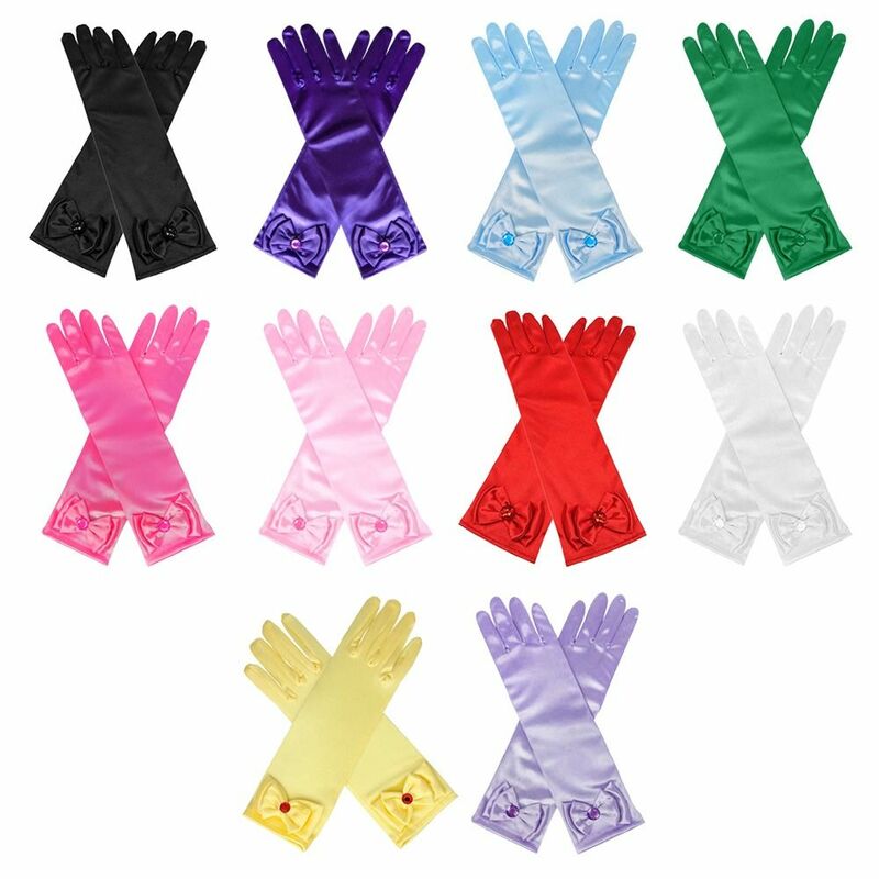 Satynowe cekiny dziecięce rękawiczki sceniczne akcesoria do spódnic pełne mitenki dzieci długie rękawiczki