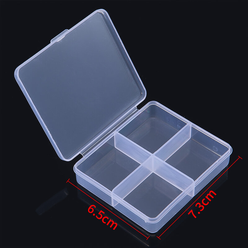 1PC Square Plastic Storage Box 4Grids 2Grids Jewelry Storage Case Transparent Storage Organizer Multifunctional Portable Storage