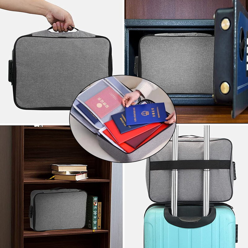 Large Document Storage Bag Files Lockable Folder Ticket Credit Card Certificates Bags Home Office Accessories Supplies Organizer