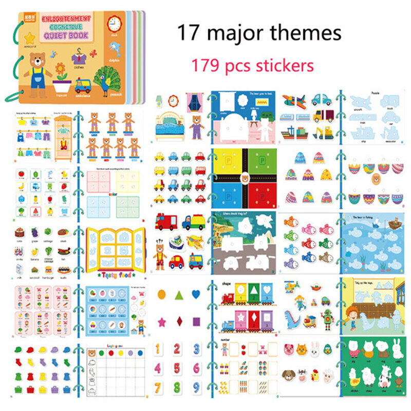 Montessori beschäftigt Buch Baby Spielzeug ruhiges Buch Vorschule Kinder frühes Lernen Bildung kognitive Puzzle Kinder Aufkleber Paste Bücher