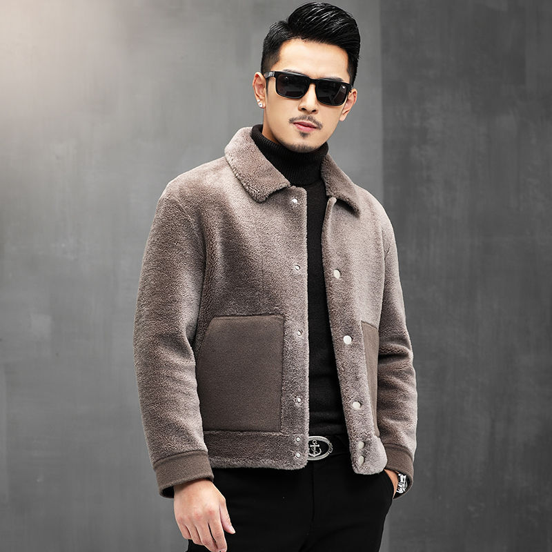 Mantel Fashion Pria Pertengahan Panjang Bulu Musim Gugur Baru Ukuran Besar Pria Jalan Penebalan Imitasi Bulu Asli Pakaian Pria Mantel G403