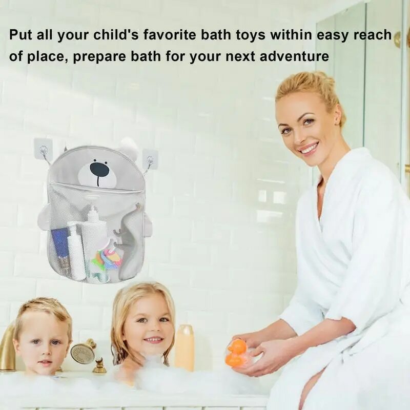 Bathtub Toy Holder Extra Large Opening Bathroom Toy Holder ToddlersBath Toys Storage Has 2 Sticky Hooks For Quick And Easy