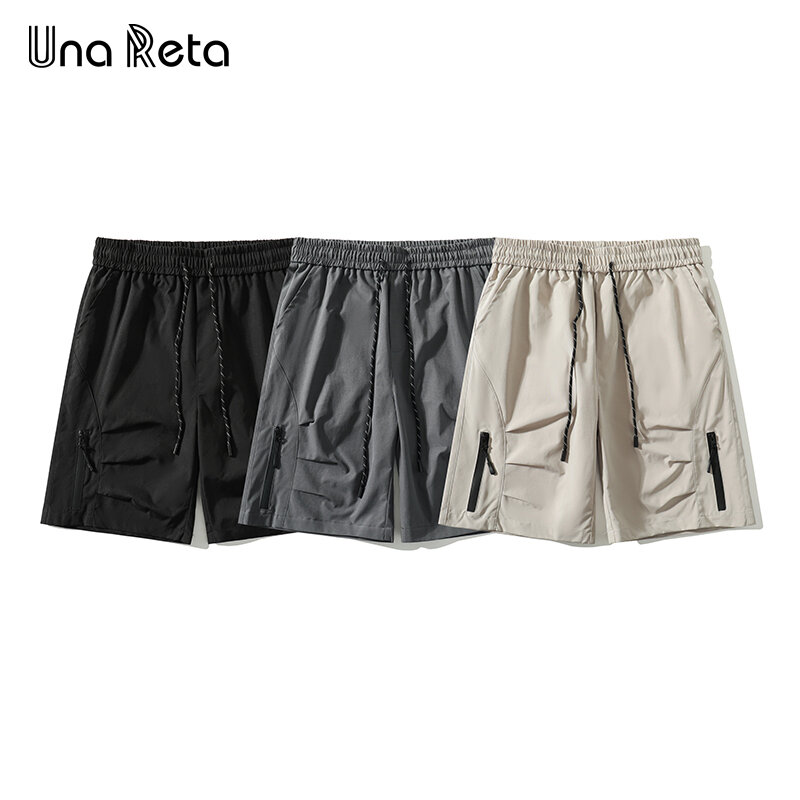 Una Reta Summer Men Shorts 2024 New Streetwear Waterproof Hip Hop Zipper Pocket Shorts Harajuku Couple Loose Shorts Streetwear