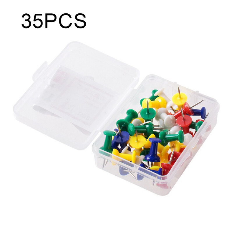 35x Durable Push Pin Set For Multicolor Paintings - Easy To And Reusable Convenient Tough Thumbtacks