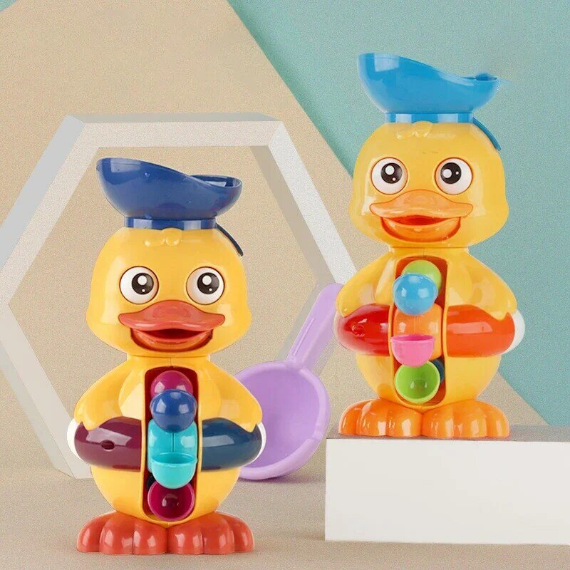 Brinquedos de pato para crianças de 1 a 4 anos, rodas e olhos de água rotativos, colher de água de sucção do banheiro, brinquedos divertidos para crianças