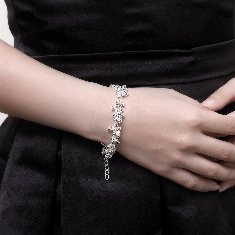 Classic 925 sterling silver Pretty Grape beads collana orecchini bracciale anelli set di gioielli per le donne fashion party wedding gift