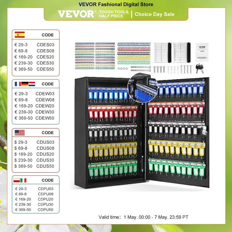 VEVOR-Key Lock Box com Racks Ajustáveis, Armário Chave de Armazenamento, Organizador para a Escola, Escritório, Hotel, 48, 100, 200