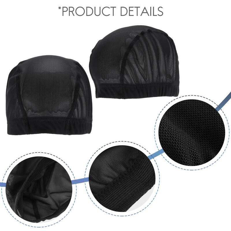 6 Pcs Wig Cap for Wig Making Elastic Dome Mesh Wig Cap Women's Front Lace Wig Black