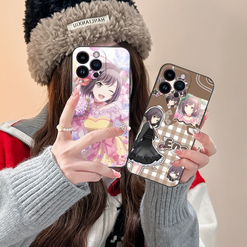 Чехол в стиле аниме Ena Shinonome мобильный телефон для iPhone 15 14 13 12 11 X XR XS 8 7 Pro Max Plus Mini, черный мягкий чехол для телефона