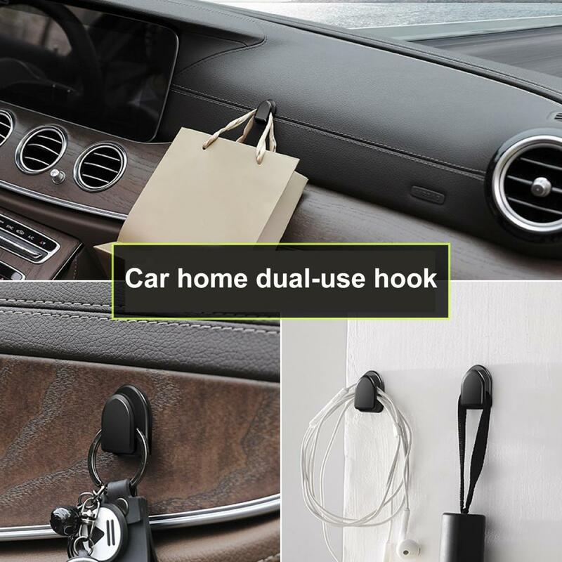 5Pcs Car Hook High Toughness Easy To Install Self-adhesive Conveinent Wide Use Black Small Key Organizer Hook Clip For Home