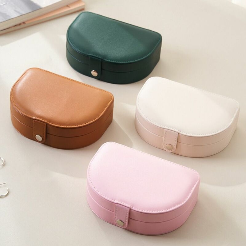 Solid Color Jewelry Box High-end Large Capacity PU Leather Jewelry Organizer Exquisite Double layered Travel Jewelry Case