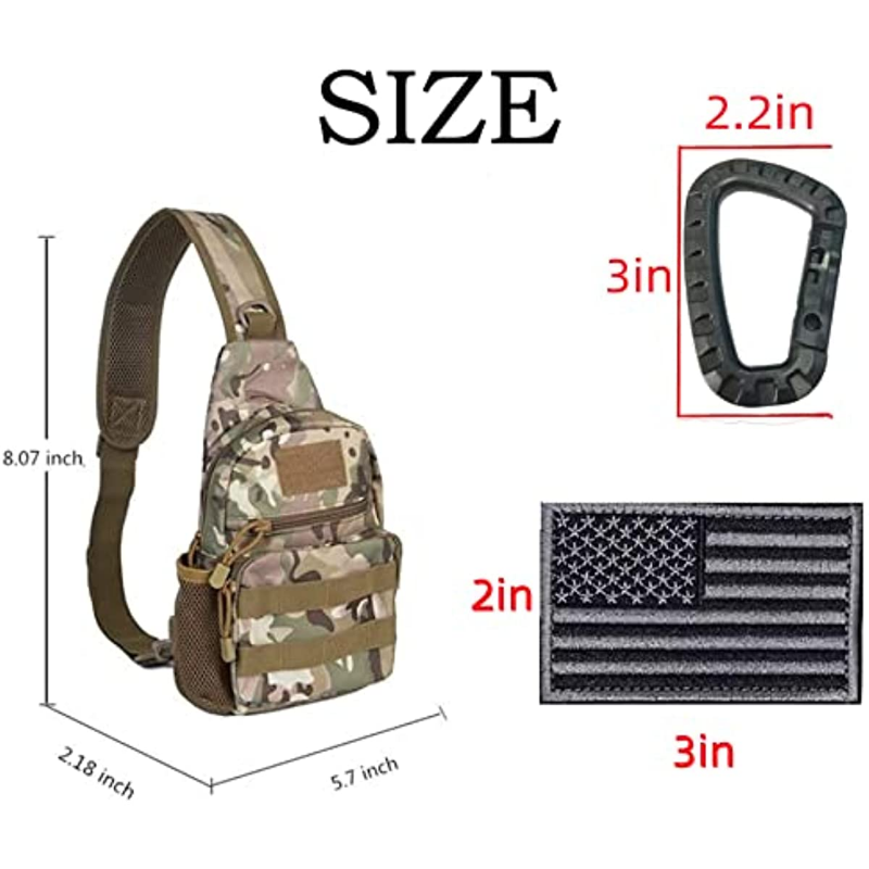 Tactical Military Chest Sling Bag Waterproof MOLLE Shoulder Backpack Men's Single Strap Backpack with Water Bottle Holder