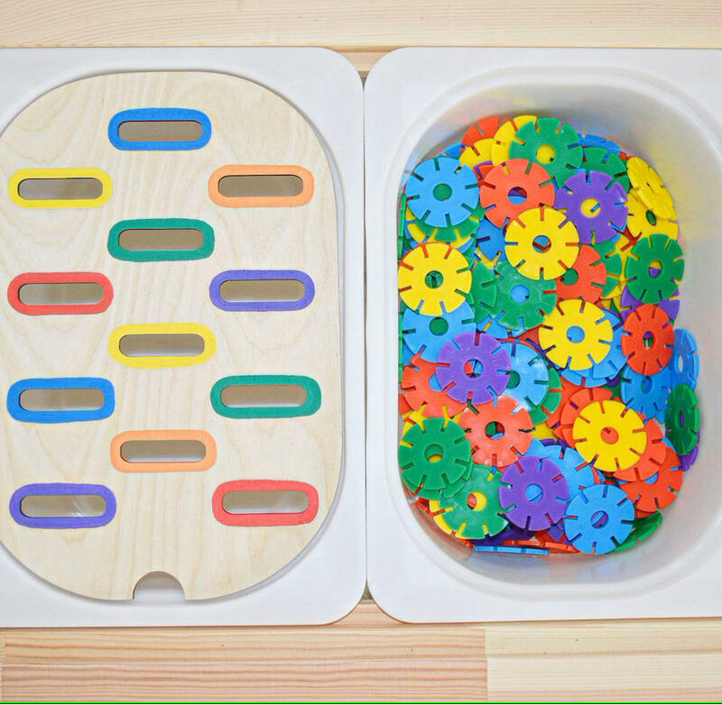Kinder sensorische Tablett Tisch farbe Haarball Spiel Holz fliesen Montessori Früher ziehung Spielzeug Kinderspiel zeug Lern zubehör