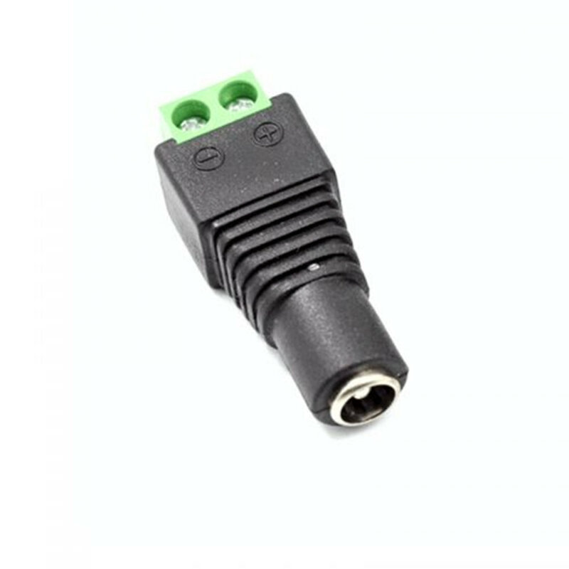 5.5mm x 2.1mm Feminino Masculino DC Power Plug Adapter para 5050 3528 5060 Single Color LED Strip e Câmeras CCTV