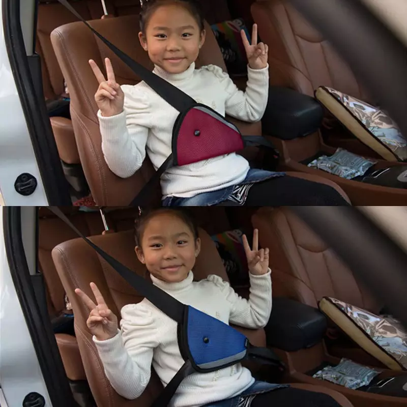 Funda de cinturón de seguridad de coche para niños, malla transpirable, funda protectora triangular ajustable para bebés, Clips de almohadilla