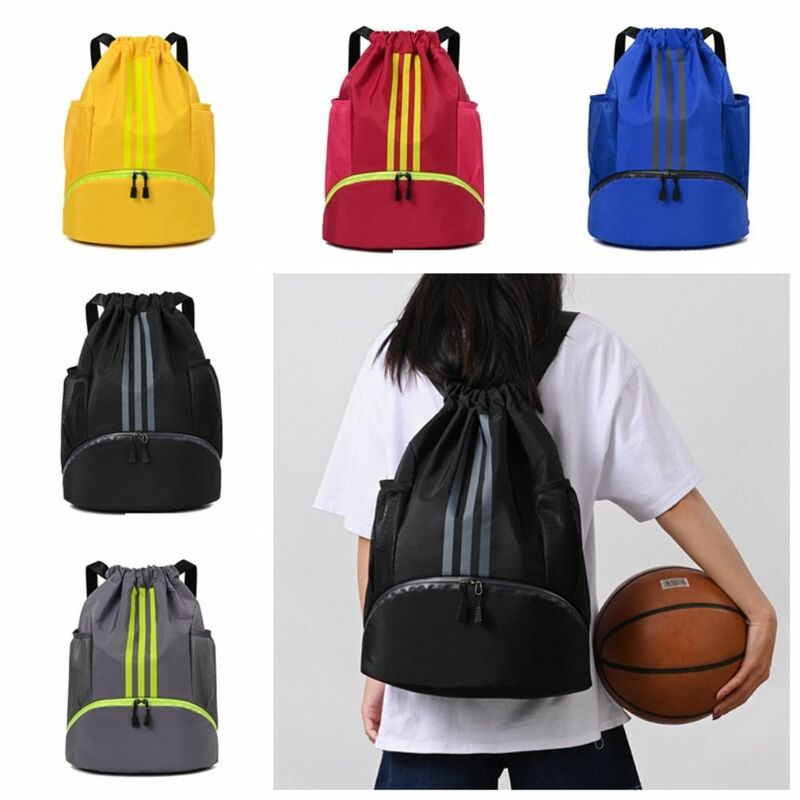 Mochila de baloncesto multifunción, mochila portátil impermeable con cordón, multibolsillo, cremallera suave, Fitness, gimnasio, natación