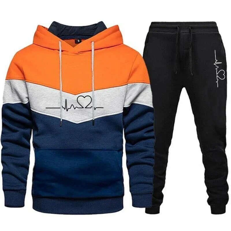Travel Sports Men's Hooded Sweatshirt and Pants, 2-piece Set, Sportswear, Autumn and Winter
