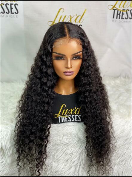 Soft Glueless 26" 180%Density Preplucked Long Kinky Curly Black Deep Lace Front Wigs For Women Baby Hair Heat Resistant Daily