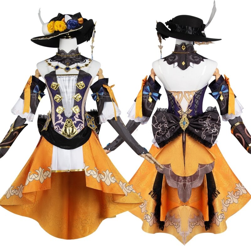 Jogo Genshin Impact Navia Cosplay Costume Set para Mulheres, Chapéu, Peruca, Sapatos, Vestido, Uniforme, Roupa de Festa de Halloween