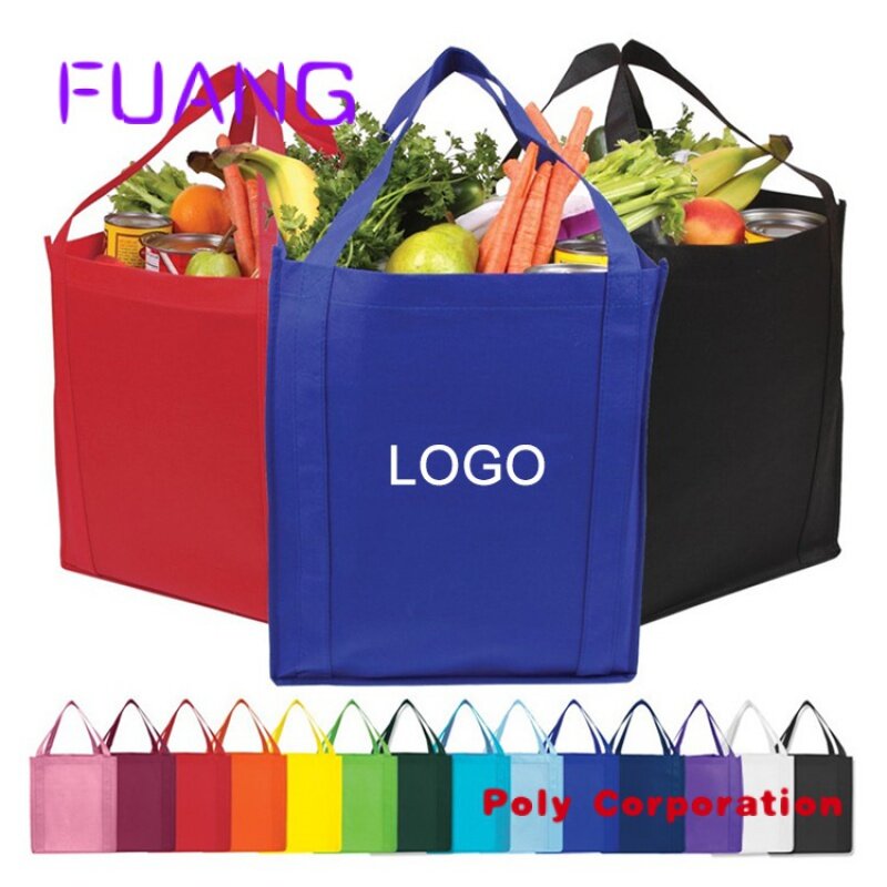 Custom  Custom logo print supermarket eco reusable shopping tote non woven bag
