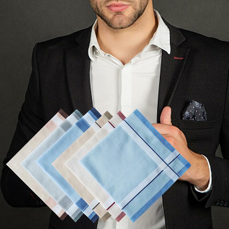Lenços quadrados de algodão para homens e mulheres, lenços para Grooms, 6 pcs