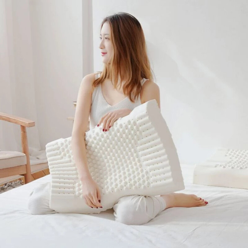 Ortopédico natural látex travesseiro cama dormir ergonômico macio pescoço cervical proteger almofadas de massagem