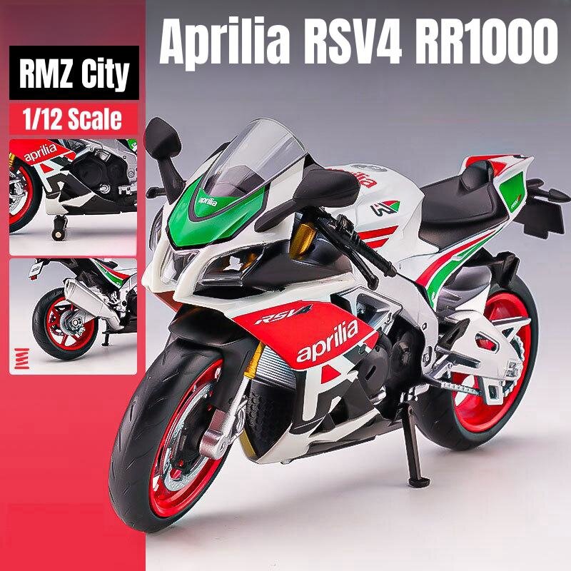 Juguete de motocicleta Aprilia RSV4 RR1000, modelo en miniatura de Metal fundido a presión, colección de superdeportes de carreras, regalo para niños, 1:12, 1/12