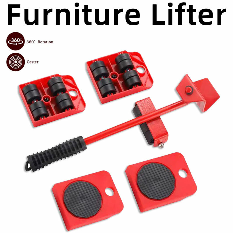 Easy Heavy Furniture Lifter Movers Tool Set With Wheels 4 Move Roller 1 Wheel Bar Moving Luggage Wheel Furniture Helper