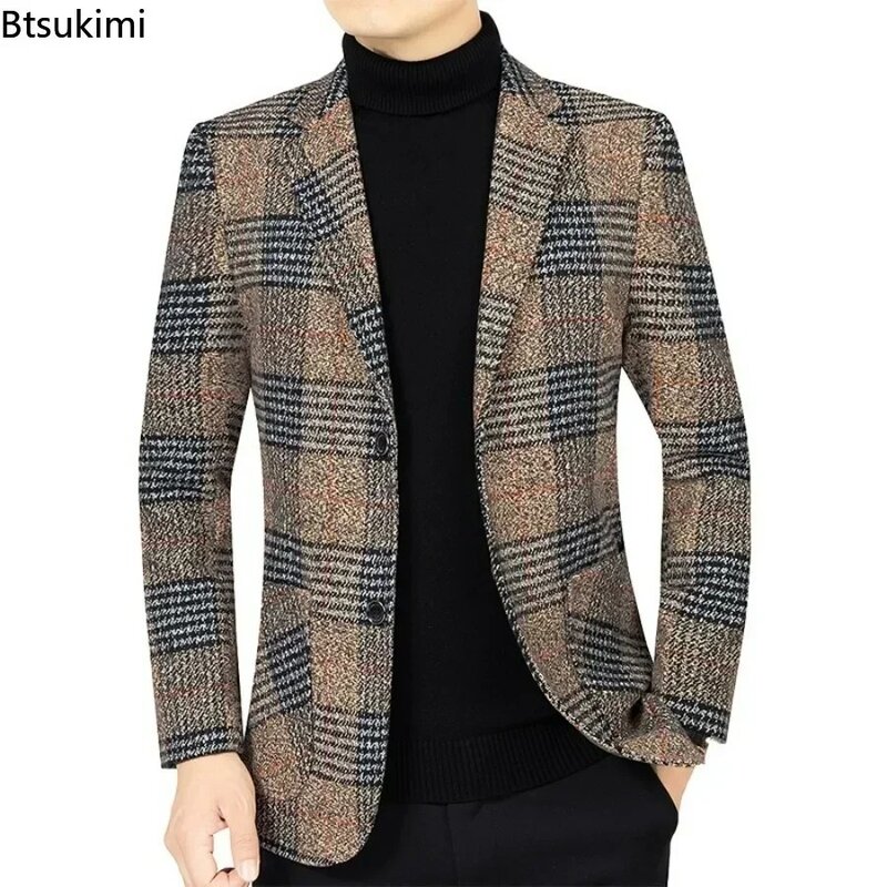 2024 giacca Blazer moda uomo vestito inghilterra stile Plaid Business abiti causali abbigliamento uomo Conjuntos De Blazer giacca cappotto 4XL
