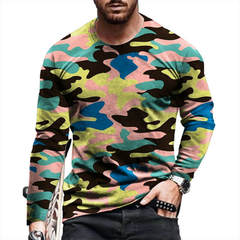 2023 Trend Camouflage Fitness Sport Kleding 3D Gedrukt Mannen T-shirt Oversized Korte Mouwen Losse Ademende Casual Straat Top
