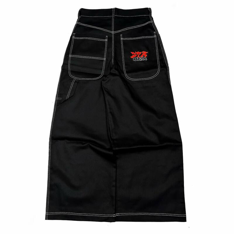 Harajuku czarne 3pm haftowane workowate dżinsy Streetwear jeansy Y2K 2024 mężczyźni kobiety z wysokim stanem szerokie spodnie deskorolkowe