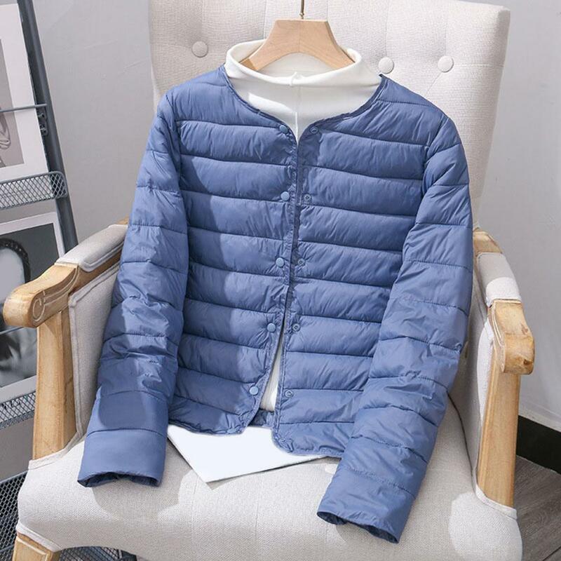 Leichte Baumwoll jacke Damen Winter Baumwoll jacke gepolsterte Langarm-Strickjacke Einreihiger Daunen mantel für Kälte beständigkeit