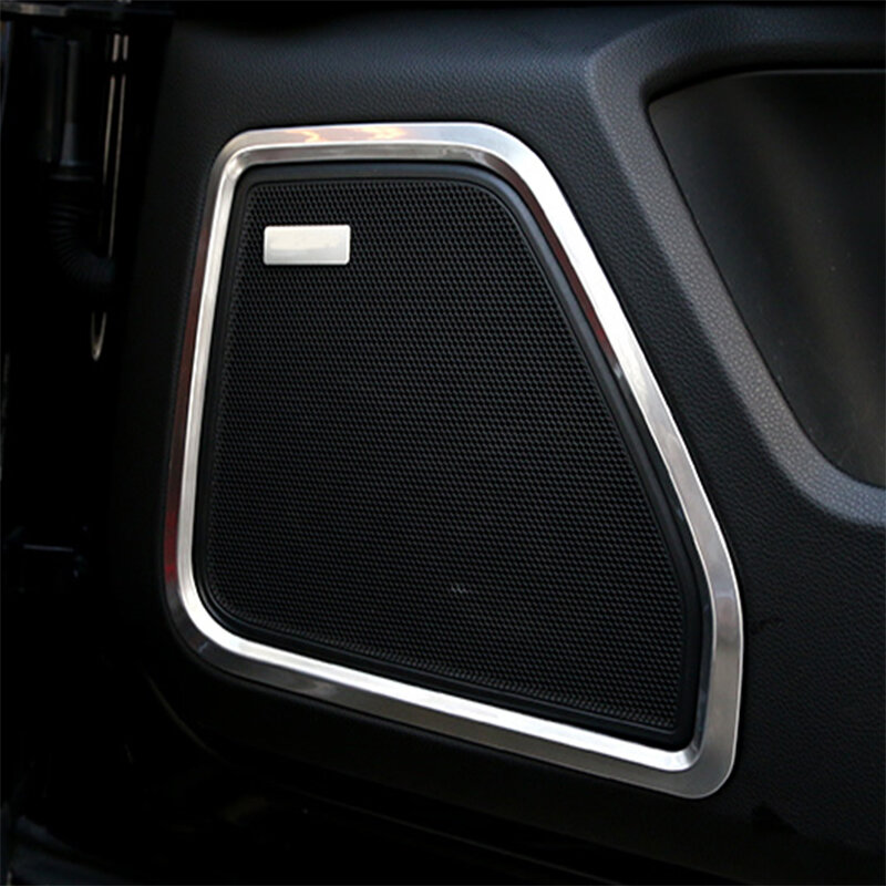 Chrome Car Door panel Speaker Ring Decoration Circle With Protective Grille Ring Cover Trims 3D stickers For Porsche Macan