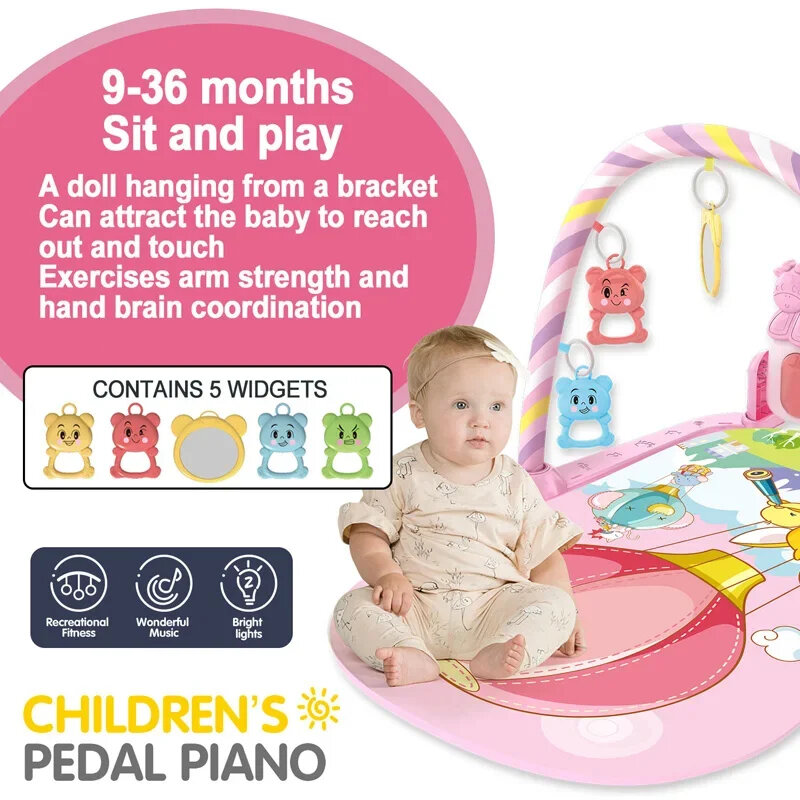 Pedal de Piano para niños pequeños de 0 a 36 meses, soporte de Fitness, juguetes para educación temprana y rompecabezas para recién nacidos