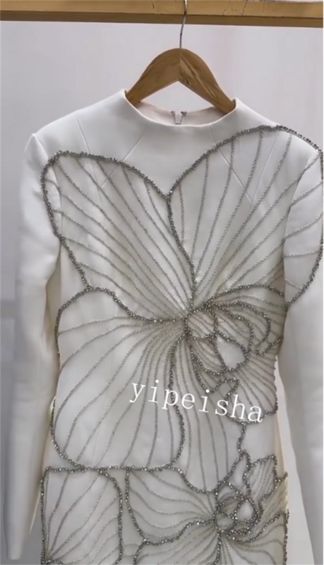 Abend Saudi-Arabien Trikot Blume Promi Scheide O-Ausschnitt maßge schneiderte Anlass Kleid Midi Kleider